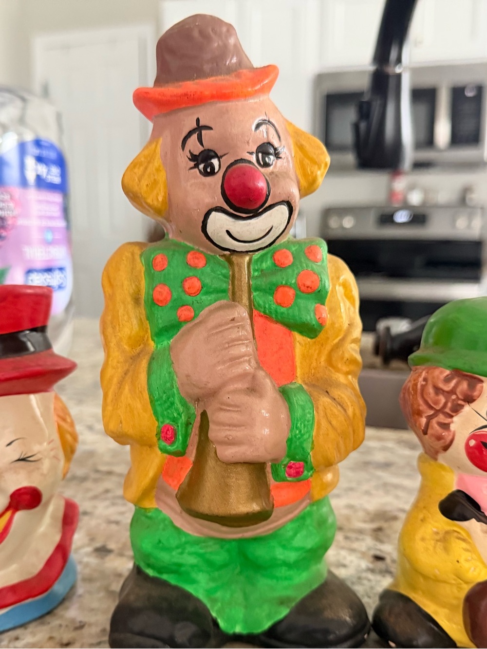 Colorful Clown Figurine Decorative Accent - Green, Yellow & Red